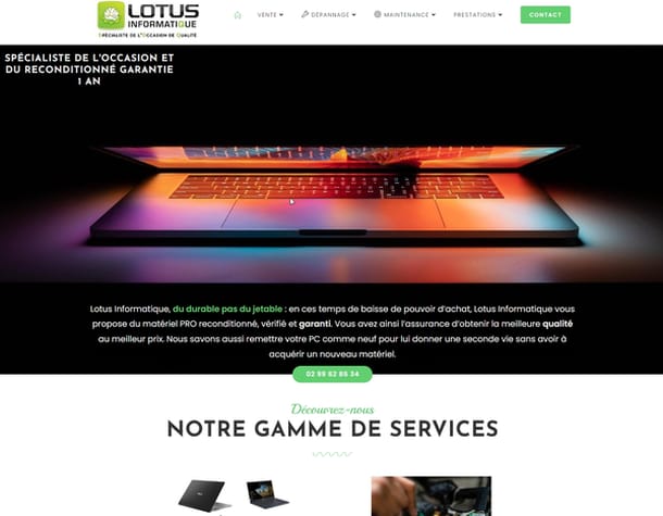 réalisation du site lotus-informatique.fr